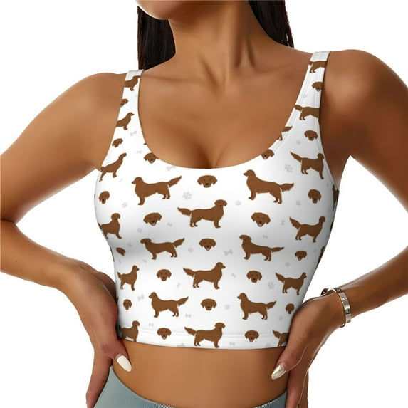 Sikiie Labrador Retriever Dog Print Strappy Sports Bra for Women Padded Push Up Sports Bra Athletic Running Sports Bra Workout Bra Yoga Bra