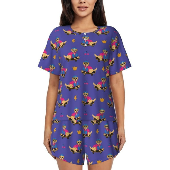 Sikiie Labrador Retriever Dog Womens Pajama Sets Short Sleeve Top With Pants Sleepwear 2 Piece Lounge Set4X-Large