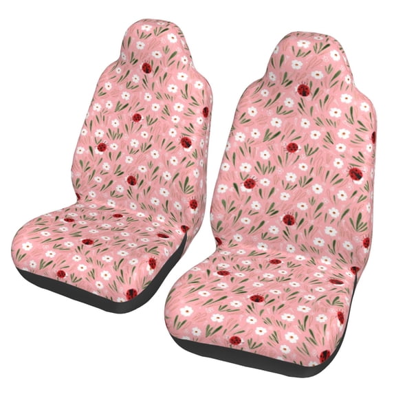 Sikiie Ladybug And Flowers Car Seat Protector 2 Pack Car Seat Cushion Mat, Car Seat Covers for SUV, Truck, Van