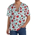 thumbnail image 1 of Sikiie Ladybugs And Flowers 1 Men's Cuban Shirt, Hawaiian Shirts, Business Casual Button Down Shirts, Short Sleeve Shirt-Large, 1 of 5