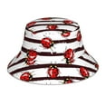 thumbnail image 1 of Sikiie Ladybugs on Black and White Striped1 Reflective Double-Sided Bucket Hat, Sun Hat, for Gardening, Beaching, Camping, Hiking, Fishing, 1 of 6