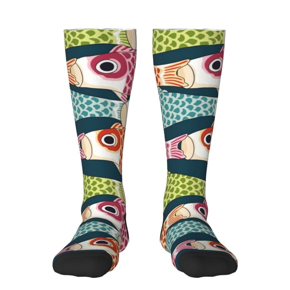 Sikiie Lantern Koi Fish Knee Socks, High Socks Long Stretchy Sock Women Knee High Stocking, Long Socks for Women