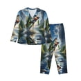 thumbnail image 1 of Sikiie Largemouth Bass Jumping Out of The Water Pajamas Set Long Sleeve Sleepwear Womens Button Down Nightwear Pj Sets-X-Large, 1 of 7