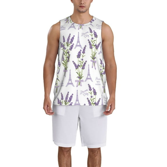 Sikiie Lavender Flowers Basketball Jersey Reversible Men's Mesh Athletic Sports Shirts Training Practice S-4XLLarge