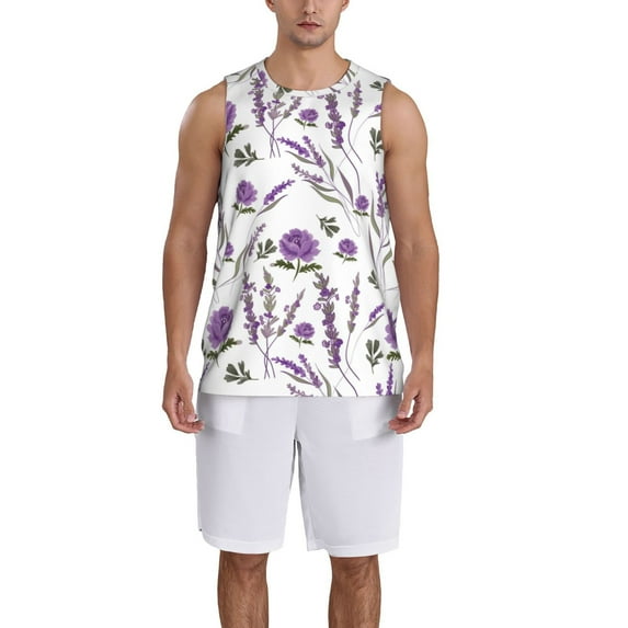 Sikiie Lavender Flowers Basketball Jersey Reversible Men's Mesh Athletic Sports Shirts Training Practice S-4XLSmall