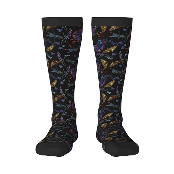 Sikiie Lavender Flowers Knee Socks, High Socks Long Stretchy Sock Women Knee High Stocking, Long Socks for Women