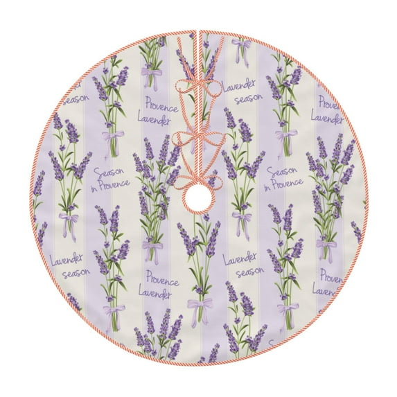 Sikiie Lavender Flowers Nativity Christmas Tree Skirt, Jesus Christian Winter Holiday Tree Mat Decoration(30-48IN)30"