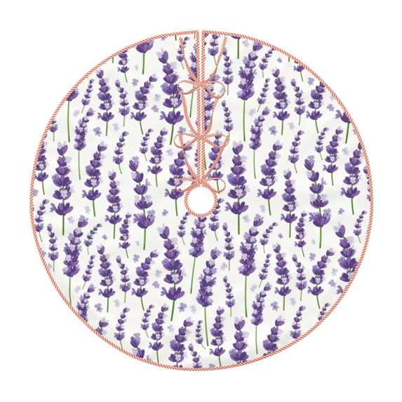 Sikiie Lavender Flowers Nativity Christmas Tree Skirt, Jesus Christian Winter Holiday Tree Mat Decoration(30-48IN)36"