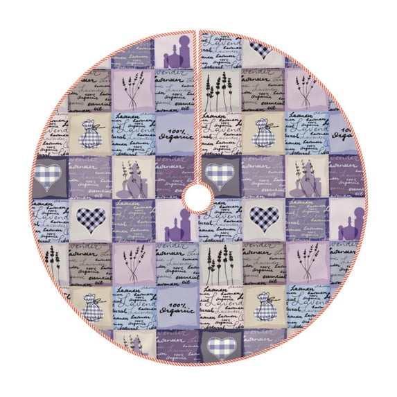 Sikiie Lavender Flowers Nativity Christmas Tree Skirt, Jesus Christian Winter Holiday Tree Mat Decoration(30-48IN)36"