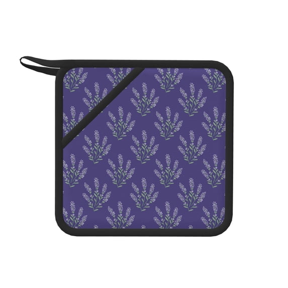 Sikiie Lavender Flowers Pot Holders Kitchen Insulation Mats Heat Resistant Pot-Holder Oven Anti-Scald Pads for Cooking Baking, 7.1*7.1inch