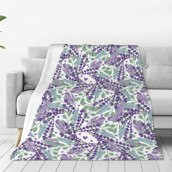 Sikiie Lavender Flowers Ultra-Soft Micro flannel Blanket Luxury All Seasons Warm Blanket for Bedding Sofa and Travel (4 sizes)-50"x40"