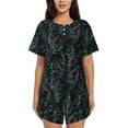 thumbnail image 1 of Sikiie Lavender Flowers Womens Pajama Sets Short Sleeve Top With Pants Sleepwear 2 Piece Lounge Set3X-Large, 1 of 6