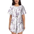 thumbnail image 1 of Sikiie Lavender Flowers Womens Pajama Sets Short Sleeve Top With Pants Sleepwear 2 Piece Lounge SetX-Large, 1 of 6