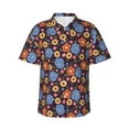 thumbnail image 1 of Sikiie Leaves Flower Print Men's Hawaiian Shirt, Summer Beach Button Pocket Short Sleeve T-Shirt,Medium, 1 of 7