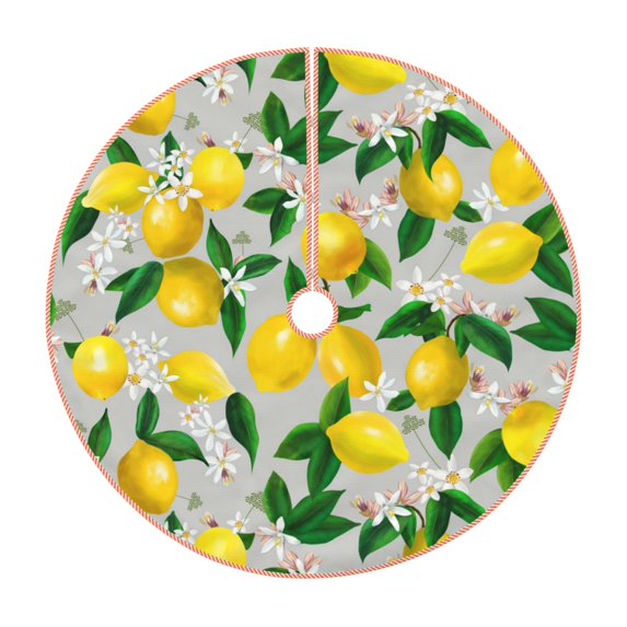 Sikiie Lemon Seamless Pattern Oil Painting Effect Nativity Christmas Tree Skirt, Jesus Christian Winter Holiday Tree Mat Decoration(30-48IN)30"
