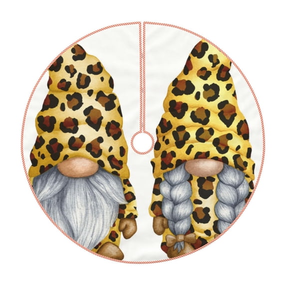 Sikiie Leopard Gnomes Christmas Tree Skirt, Christmas Tree Decorations, Christmas Decor, Tree Mat Decoration(30-48IN)-48"