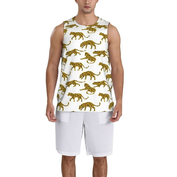 Sikiie Leopard Print Basketball Jersey Reversible Men's Mesh Athletic Sports Shirts Training Practice S-4XL3X-Large