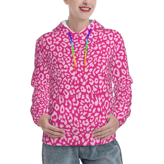 Sikiie Leopard Women's Casual Hoodies Long Sleeve Lightweight Pullover Tops Loose Sweatshirt-Medium