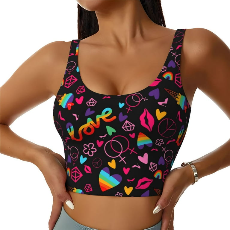Rainbow pride sports bra cheap
