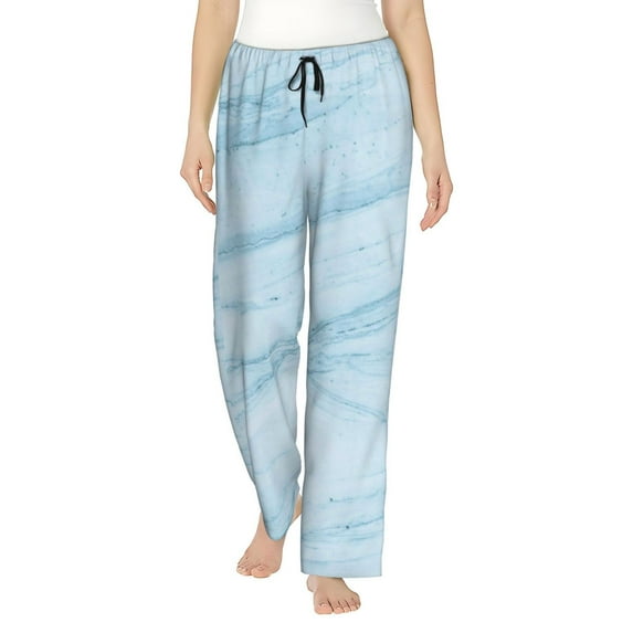 Sikiie Light Blue Marble Women’s Ultra-Soft Comfy Lounge Pants Sleepwear Comfy Lounge Pants Drawstring Sleep Bottoms with PocketsXX-Large
