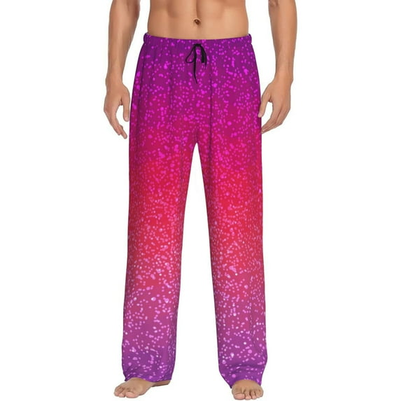 Sikiie Light Purple Glitter Pajama Pants Men, PJ Bottoms, Sleep & Lounge Pants-Small
