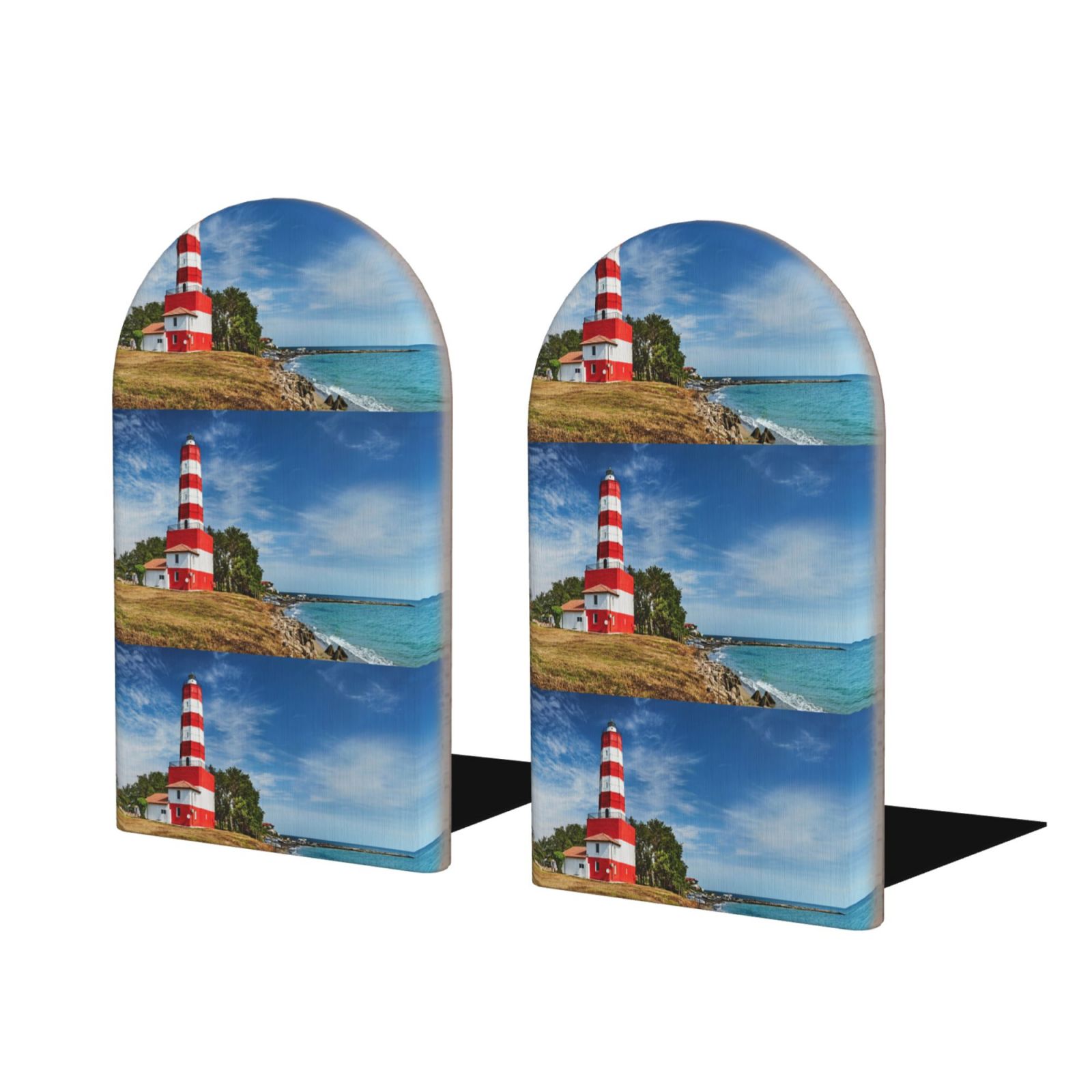 Sikiie Lighthous Bookends 1 Pair, Wood Bookends for Shelves, Book Ends ...