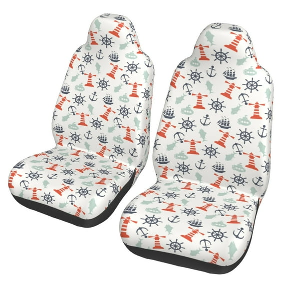 Sikiie Lighthouse Sailboat Car Seat Protector 2 Pack Car Seat Cushion Mat, Car Seat Covers for SUV, Truck, Van