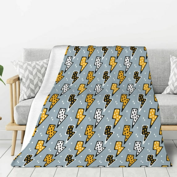 Sikiie Lightning Bolts Print Cozy Flannel Fleece Throw Blanket: Lightweight & Thick for All Seasons - Perfect for Women, Men, & Kids-40"x30"