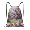 thumbnail image 1 of Sikiie Lilacs Teapot Scenic Painting Drawstring Backpack Drawstring Bags, Draw String Back Bag for Sports, Gym, Travel, Swimming, Beach-Medium, 1 of 6