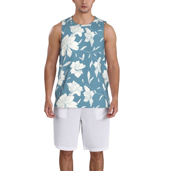 Sikiie Lilies Flowers Basketball Jersey Reversible Men's Mesh Athletic Sports Shirts Training Practice S-4XLX-Large