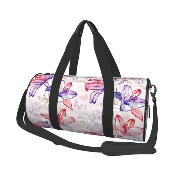Sikiie Lilies Flowers Duffel Bag, Travel Bag, Sports Gym Bag - Ideal for Sports, Gym, Overnight Stays