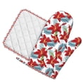 thumbnail image 1 of Sikiie Lilies Flowers Oven Mitts and Pot Holders Set, Kitchen Oven Glove High Heat Resistant with Non-Slip Silicone Surface for Cooking, 1 of 1