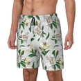 thumbnail image 1 of Sikiie Lilies Flowers Print Men's Double Layer Swimming Trunks, Adjustable Waistband and Pockets Sports Swimming Trunks, Beach Swimwear-Small, 1 of 6