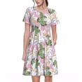 thumbnail image 1 of Sikiie Lilies Flowers Print Women's Short-sleeved Dress, Round Neck Slim Knee-length Dress, Summer Clothing Suitable for Daily Leisure and Vacation, 1 of 6