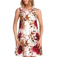 thumbnail image 1 of Sikiie Lilies Flowers Print Women's Sleeveless Dress with Pockets Round Neck Sundress, Suitable for Daily, Office, Vacation Summer Wear, 1 of 7