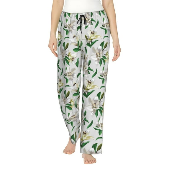 Sikiie Lilies Flowers Women’s Ultra-Soft Comfy Lounge Pants Sleepwear Comfy Lounge Pants Drawstring Sleep Bottoms with PocketsMedium
