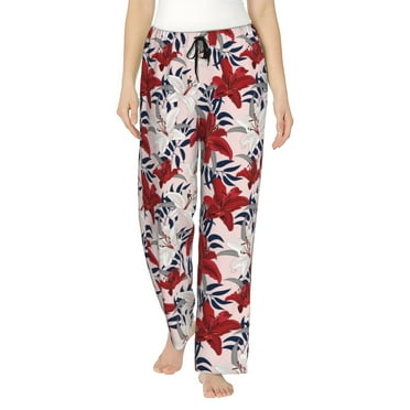 Sikiie Lilies Flowers Women’s Ultra-Soft Comfy Lounge Pants Sleepwear Comfy Lounge Pants Drawstring Sleep Bottoms with PocketsXX-Large