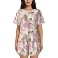 thumbnail image 1 of Sikiie Lilies Flowers Womens Pajama Sets Short Sleeve Top With Pants Sleepwear 2 Piece Lounge Set3X-Large, 1 of 6