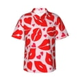 thumbnail image 1 of Sikiie Lips Kiss Print Men's Hawaiian Shirt, Summer Beach Button Pocket Short Sleeve T-Shirt,Large, 1 of 7