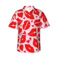 thumbnail image 1 of Sikiie Lips Kiss Print Men's Hawaiian Shirt, Summer Beach Button Pocket Short Sleeve T-Shirt,X-Large, 1 of 7