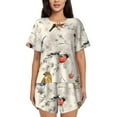 thumbnail image 1 of Sikiie Little Birds Womens Pajama Sets Short Sleeve Top With Pants Sleepwear 2 Piece Lounge SetLarge, 1 of 6