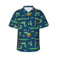 thumbnail image 1 of Sikiie Little Pirate Crocodile Print Men's Hawaiian Shirt, Summer Beach Button Pocket Short Sleeve T-Shirt,X-Large, 1 of 7