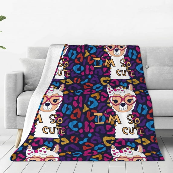 Sikiie Llama Alpaca Ultra-Soft Micro flannel Blanket Luxury All Seasons Warm Blanket for Bedding Sofa and Travel (4 sizes)-60"x50"