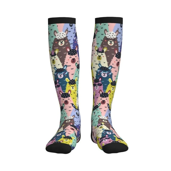 Sikiie Llamas Colorful 1 Pairs Compression Socks for Men and Women 15-20 mmHg Running Support Socks