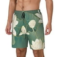 thumbnail image 1 of Sikiie Lotus Golden Line Print Men's Double Layer Swimming Trunks, Adjustable Waistband and Pockets Sports Swimming Trunks, Beach Swimwear-Small, 1 of 6