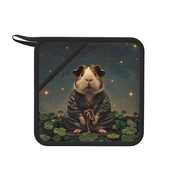 Sikiie Lotus Leaf Starry Sky Guinea Pig Pot Holders Kitchen Insulation Mats Heat Resistant Pot-Holder Oven Anti-Scald Pads for Cooking Baking, 7.1*7.1inch