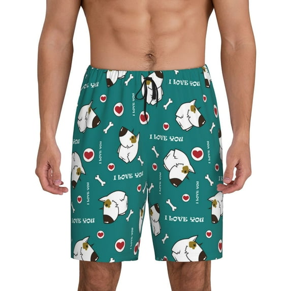 Sikiie Love Dog Mens Pajama Shorts, Lightweight Lounge Pant with Pockets Soft Sleep Pj Shorts for Men3X-Large