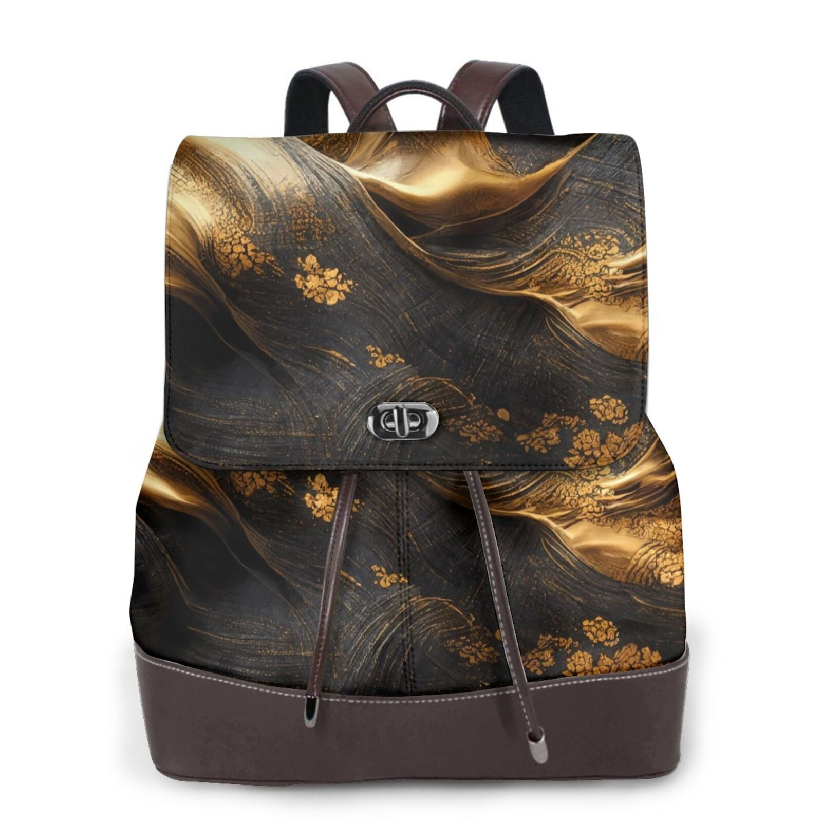 Sikiie Luxurious Gold Flow Women Genuine Leather Backpack Fashion