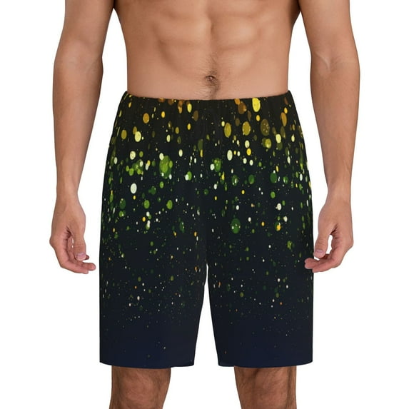 Sikiie Luxury golden sparkle Print Mens Pajama Shorts, Lounge Pant, Men's shorts,Sleep Pj Shorts for Men-4X-Large