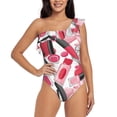 thumbnail image 1 of Sikiie Makeup Print Women One Piece Swimsuits Tummy Control One Shoulder Bathing Suits Ruffle Swimwear, From S to XXL-Large, 1 of 6